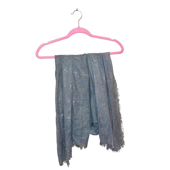 Tilo Gray Sequin Sparkle long checked pattern women’s Scarf - Picture 4 of 4